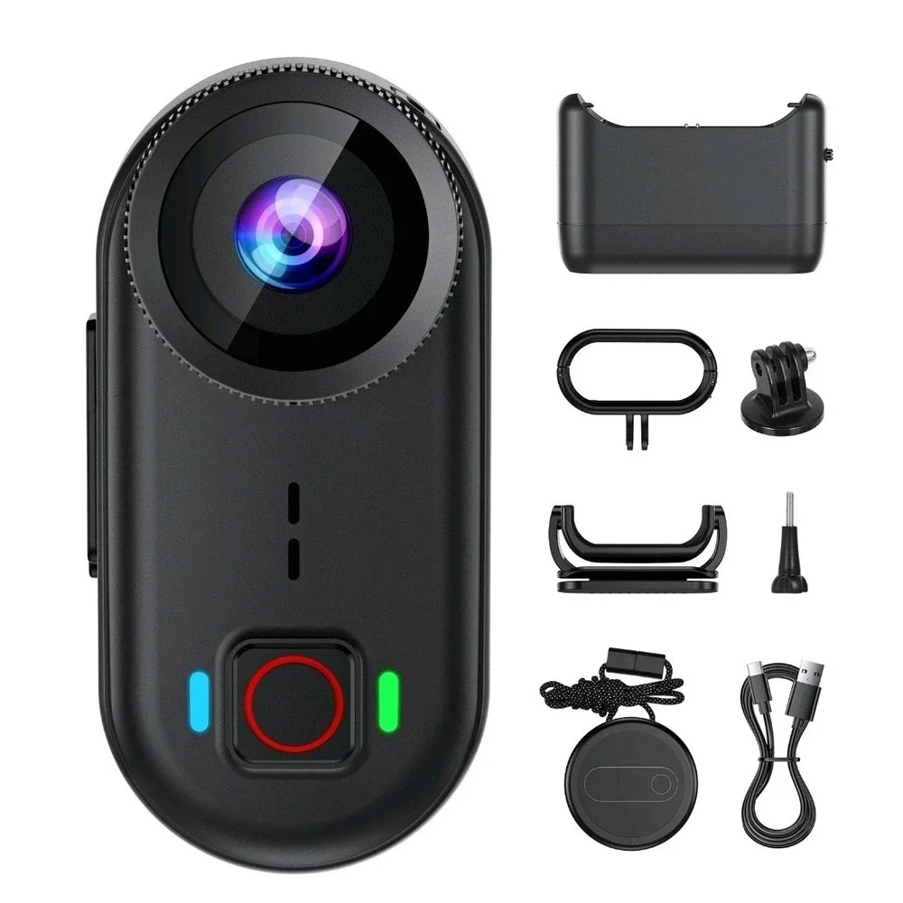 4K Thumb Action Camera WiFi Wearable POV Cam + Charging Action Pod 64GB Vlogging